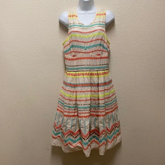 Anthropologie Plenty by Tracy Reese Embroidered Fit and Flare Dress Size 6 - Picture 1 of 5